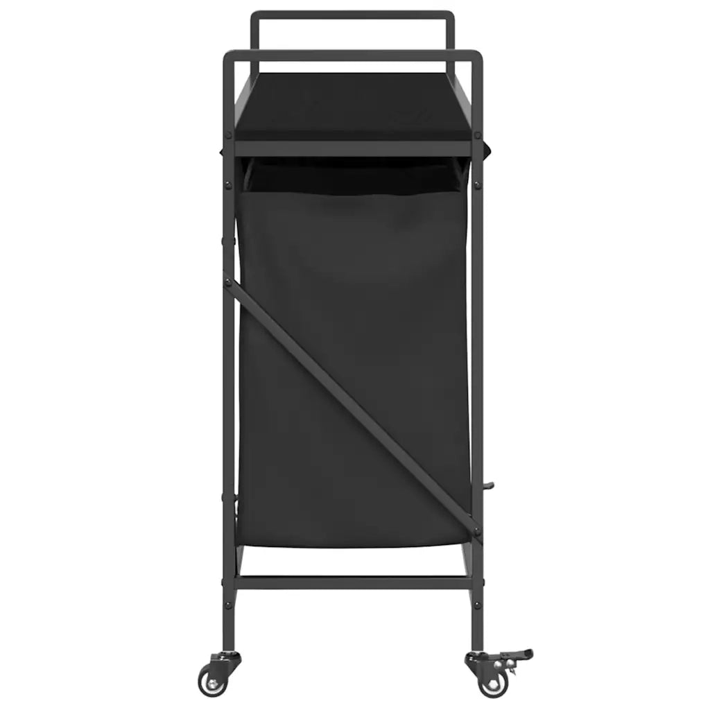 Cesto della Biancheria 3 Scomparti con Ruote Rovere Nero 859090