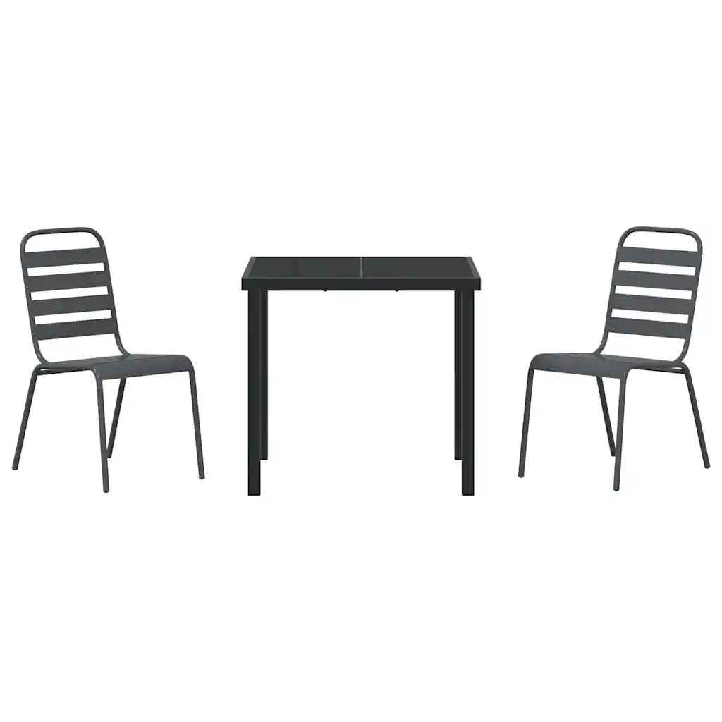 Set da Pranzo per Giardino 3 pcs Antracite