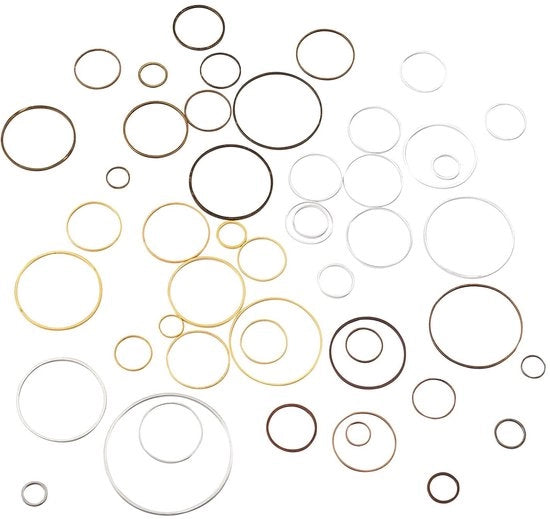 Accessori per gioielli - Charme a bezel 192 pezzi - Anelli di connessione in ottone - Anello rotondo - Colore misto - 8mm - 4 pezzi/colore - Accessori per gioielli