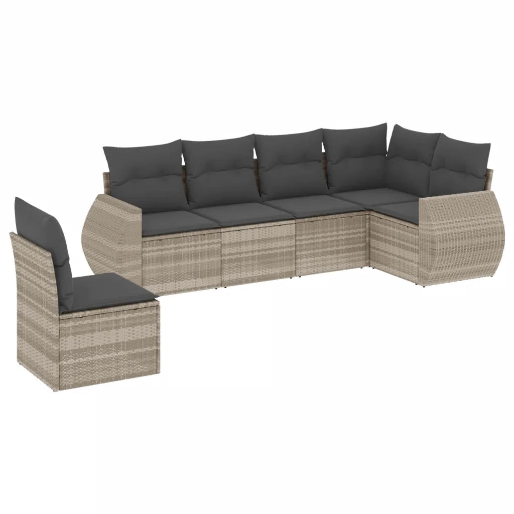 Set Divano da Giardino 6pz con Cuscini Grigio Chiaro Polyrattan 3253769