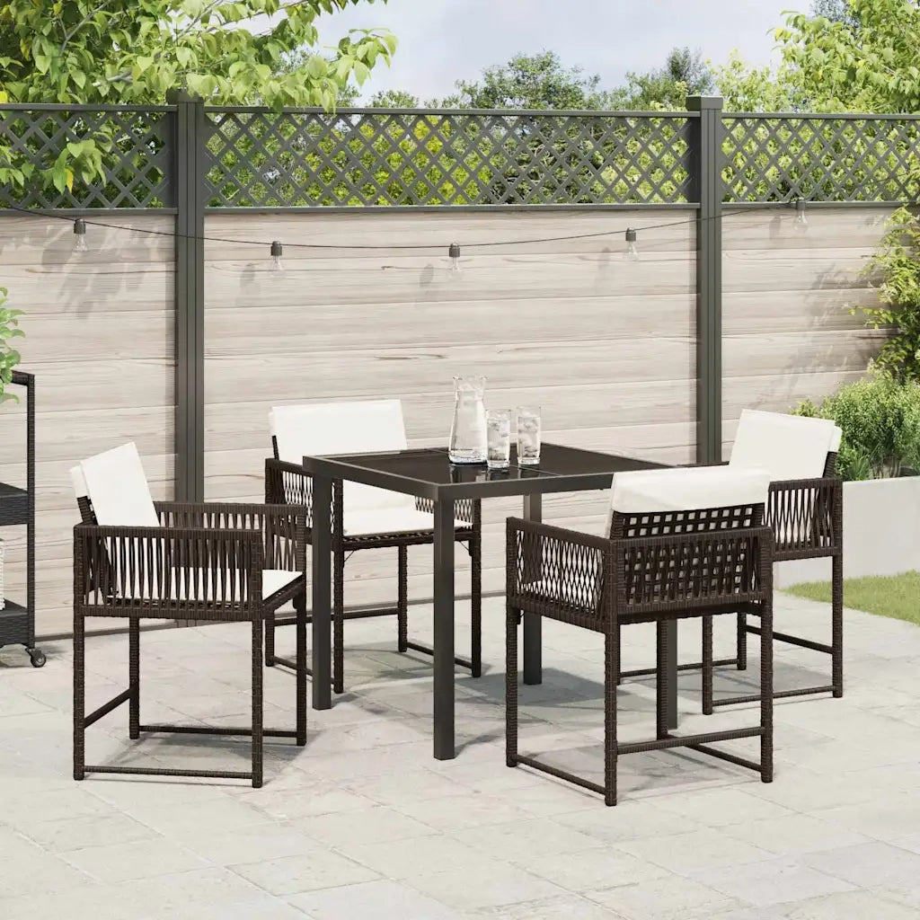Set da Pranzo per Giardino 5 pcs Marrone polyrattan