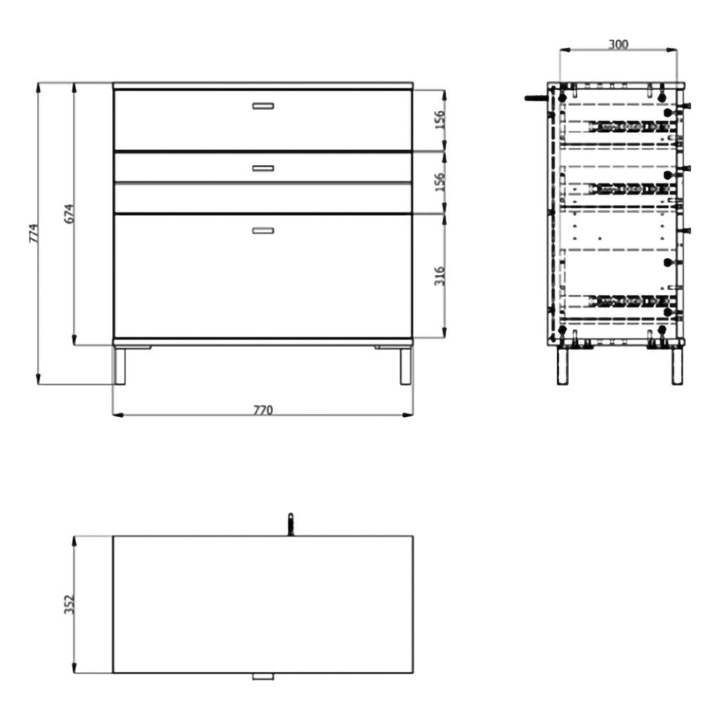 Madia Diani, Credenza un Ripiano, 77x35x78h cm Bianco