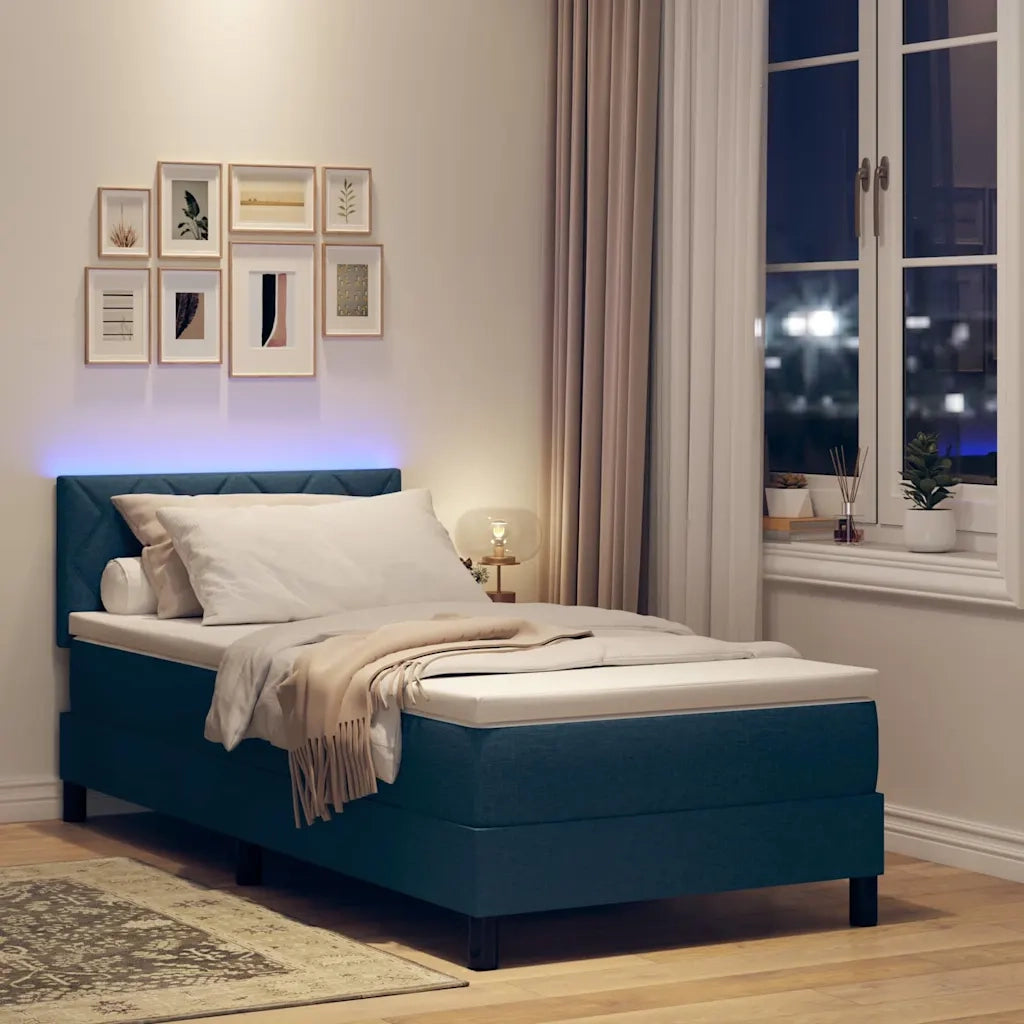 Letto a molle con materasso con led Blu 100 x 200 cm Tessuto 3342267