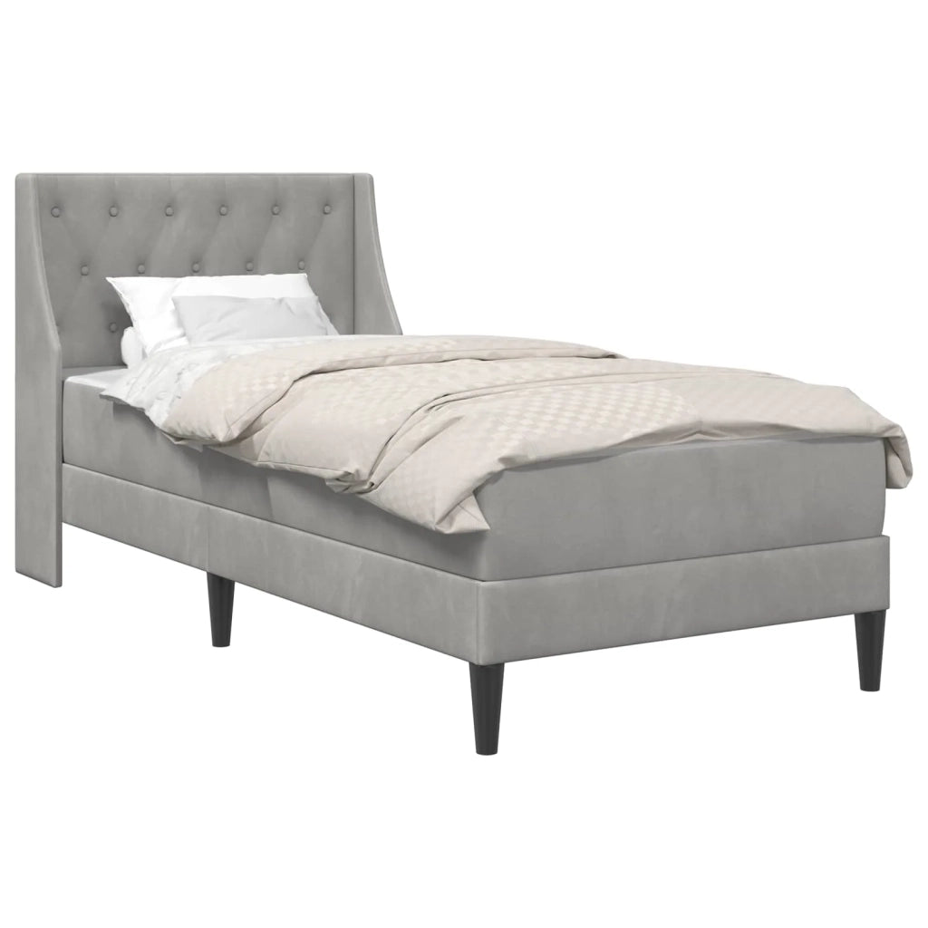 Struttura letto con materasso-Giroletto Grigio chiaro 80 x 200 cm Velluto 962962
