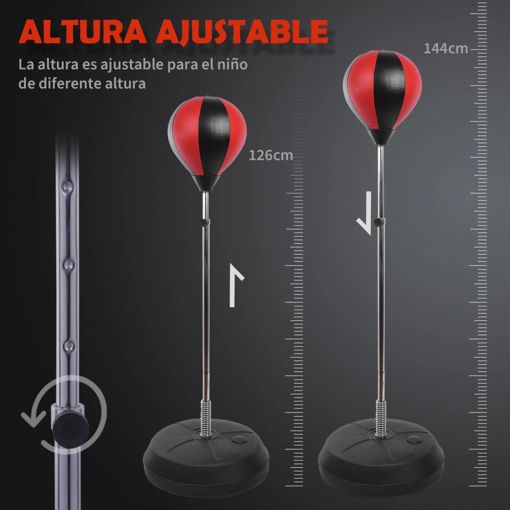 Sacco da boxe regolabile in altezza ¨C Minimal ¨C rosso e nero 126-144 cm