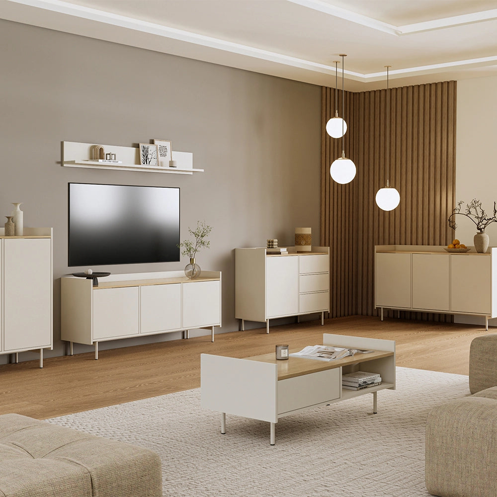 Vicco Credenza Crema 140 x 82 cm con 6 scomparti
