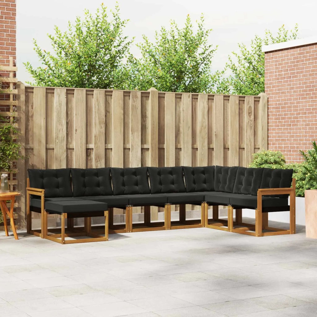 Set di divani da esterno con cuscino 8 pcs Naturale e Nero 3368947