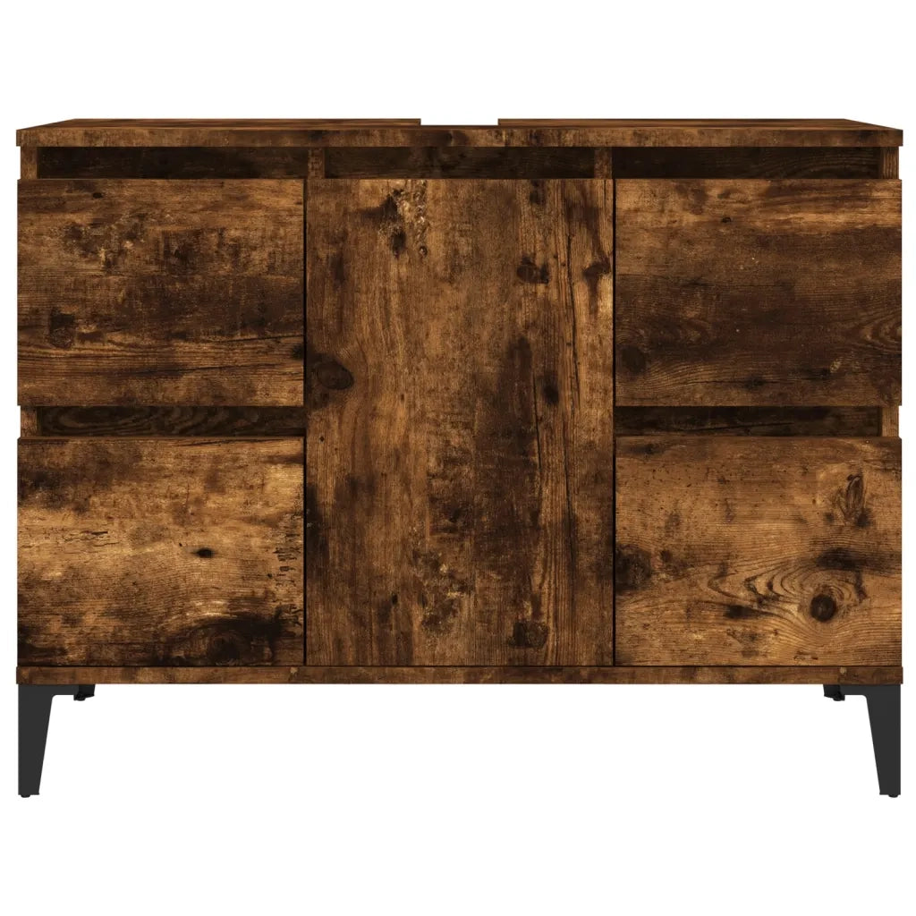 Mobile Lavabo-Armadietto da bagno Rovere Fumo 80x33x60 cm in Legno Multistrato 765305