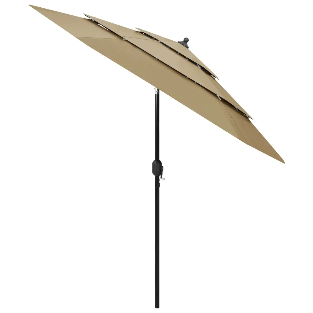 Ombrello | Parasolne a 3 Livelli con Palo in Alluminio Tortora 2,5 m