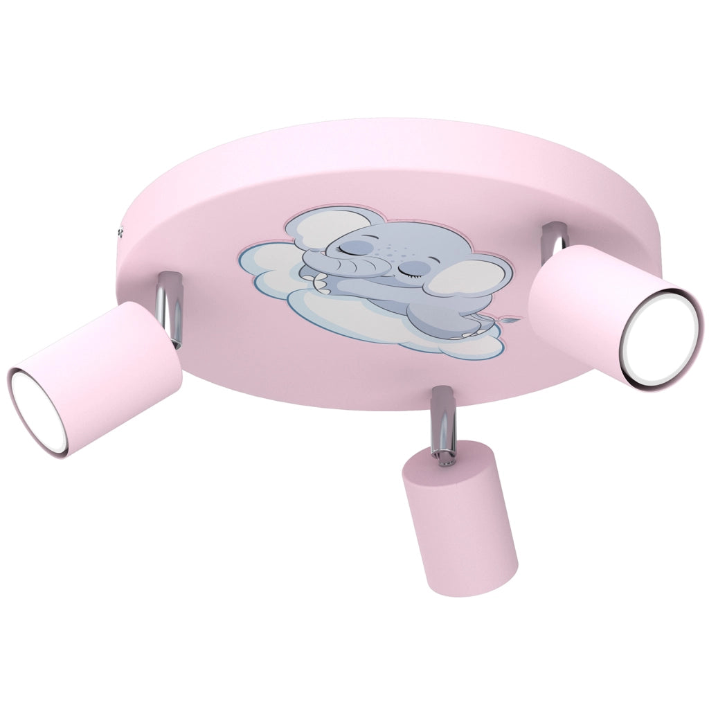 Plafoniera 3 spot orientabili rosa Elefante GU10 Luminex