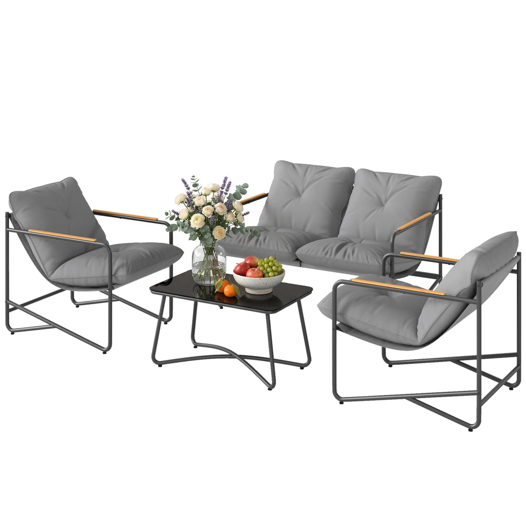 Set Salotto da Giardino 4 Posti ¨C zephmum ¨C Grigio Chiaro, Polyrattan