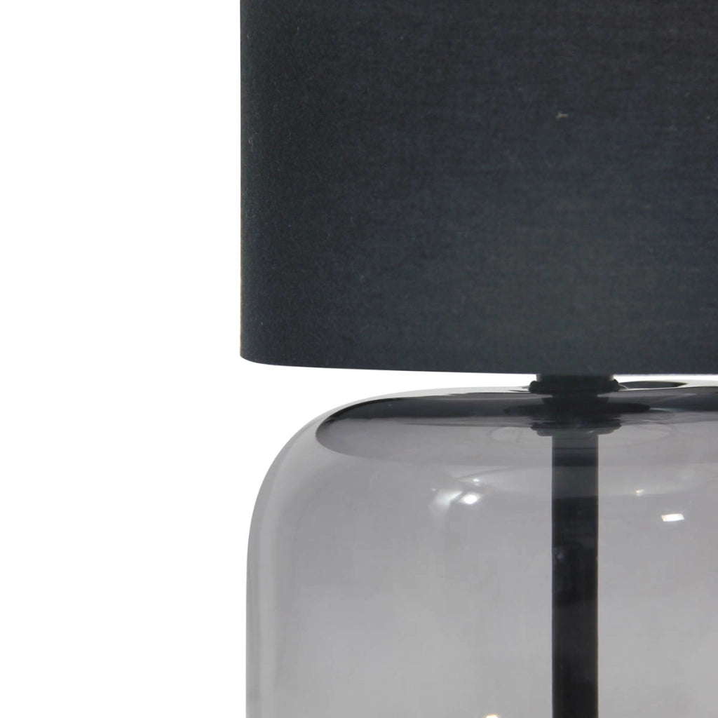 Lampada da tavolo Dorme Italux nera paralume tessuto E27
