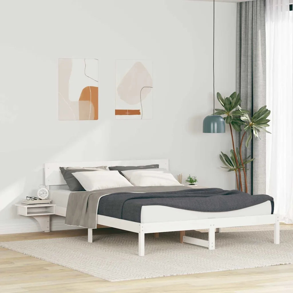 Struttura del letto Bianco 160 x 200 cm Pino massello 873440