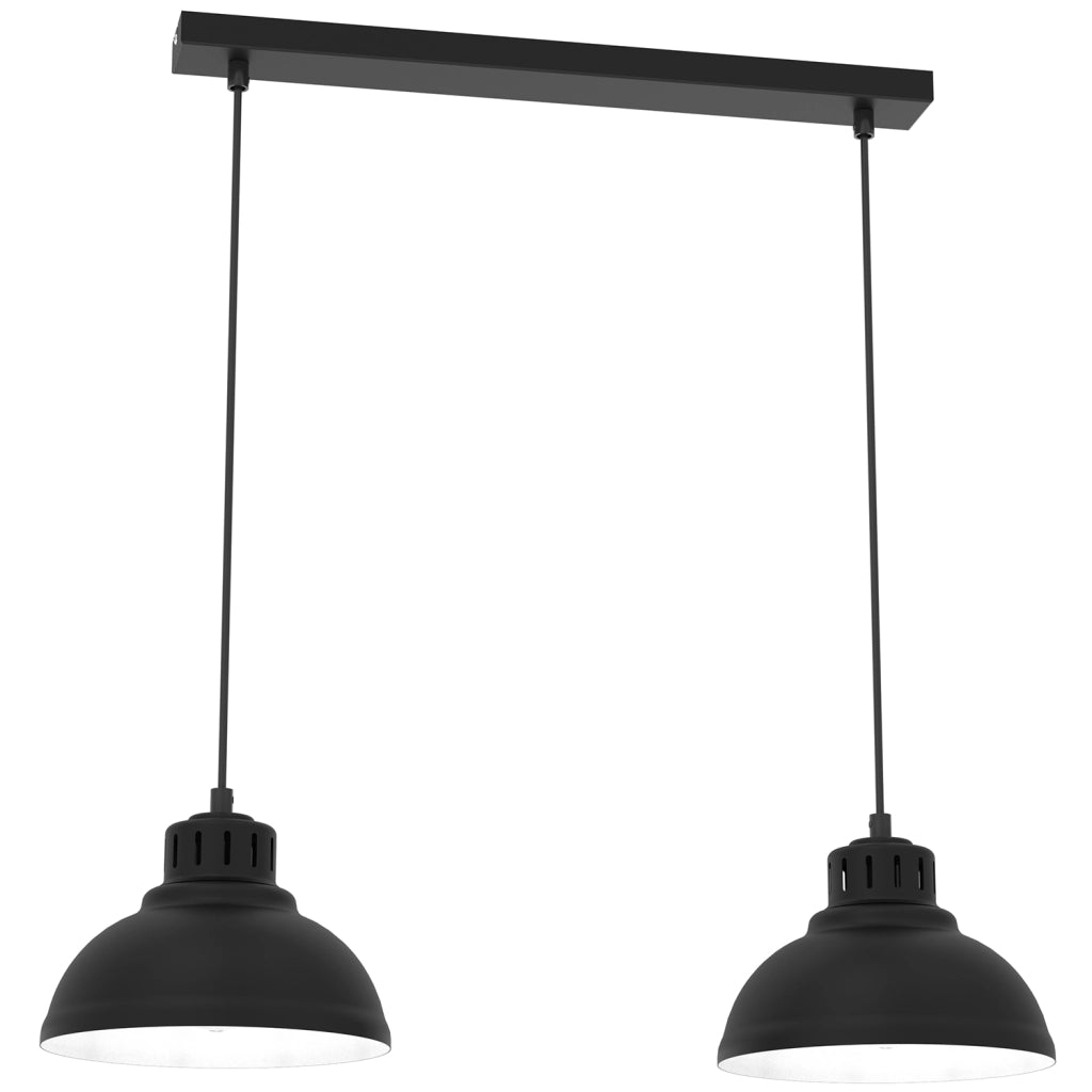 Lampada sospesa Luminex Sven 2 luci nera 65 cm E27