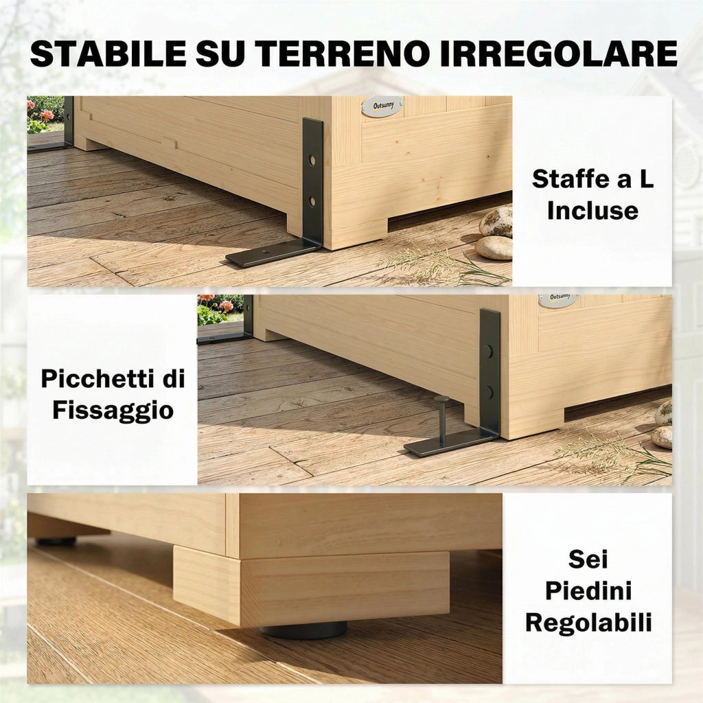 Capanno da Giardino Walk-in con Pavimento e 4 Finestre