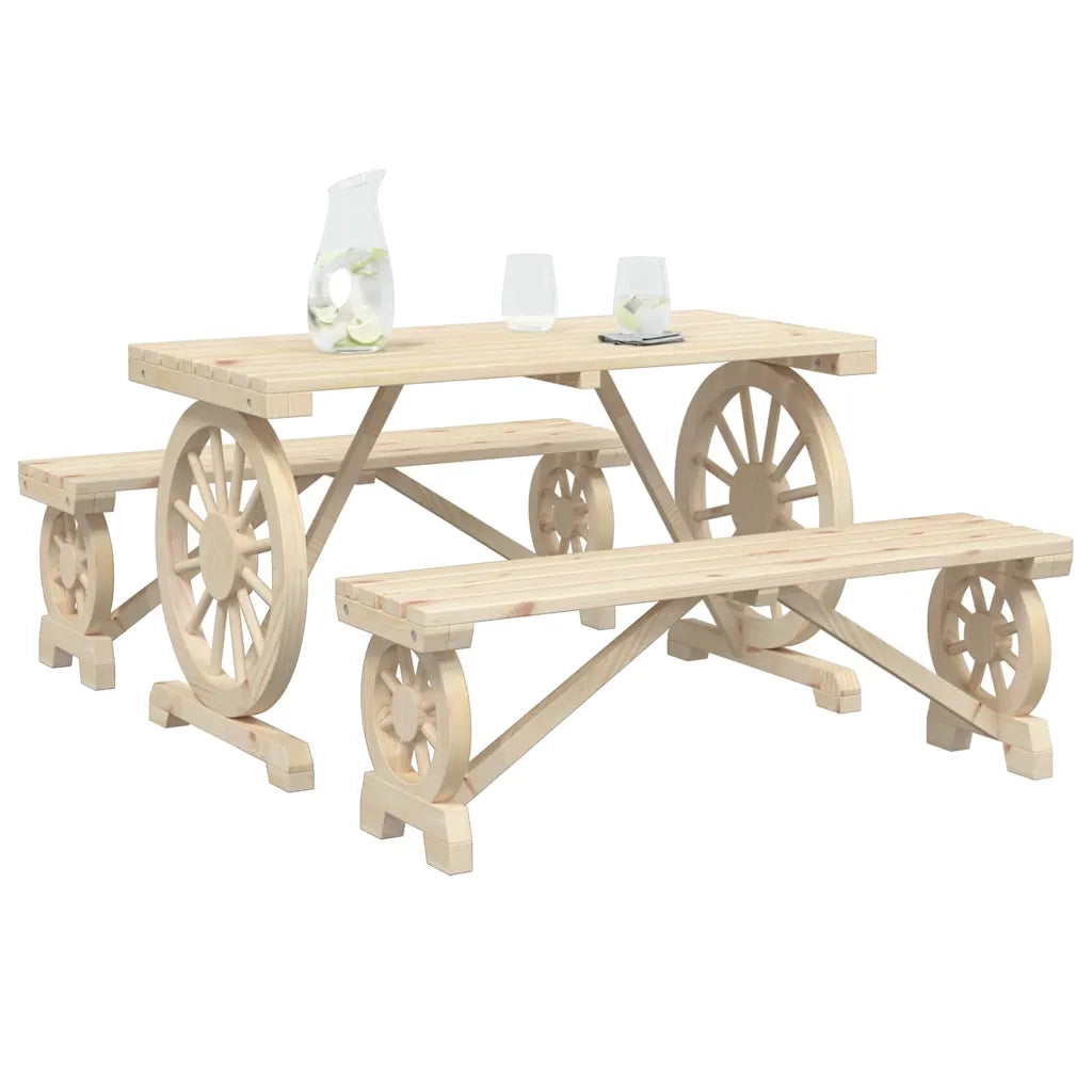 Set da Pranzo da Giardino 3 pz in Legno Massello di Abete 3207137