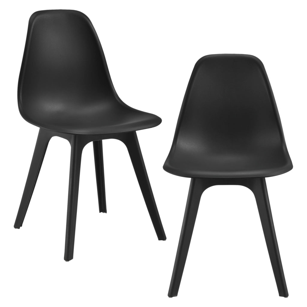 Set Brevik di 2 Sedie da Sala Pranzo in Plastica - Nero [en.casa]
