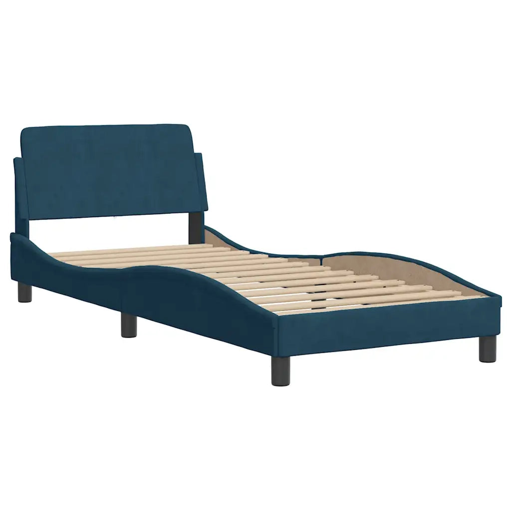 Letto con Materasso Hanko Blu 90x190 cm in Velluto 3208572