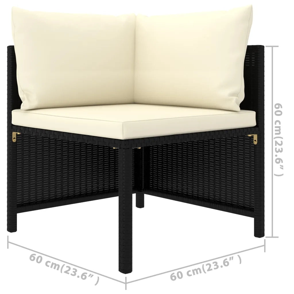 Set Divani da Giardino 5 pz con Cuscini in Polyrattan Nero 3059779