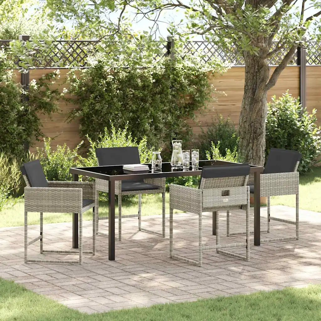 Set da Pranzo per Giardino 5 pcs Grigio chiaro polyrattan