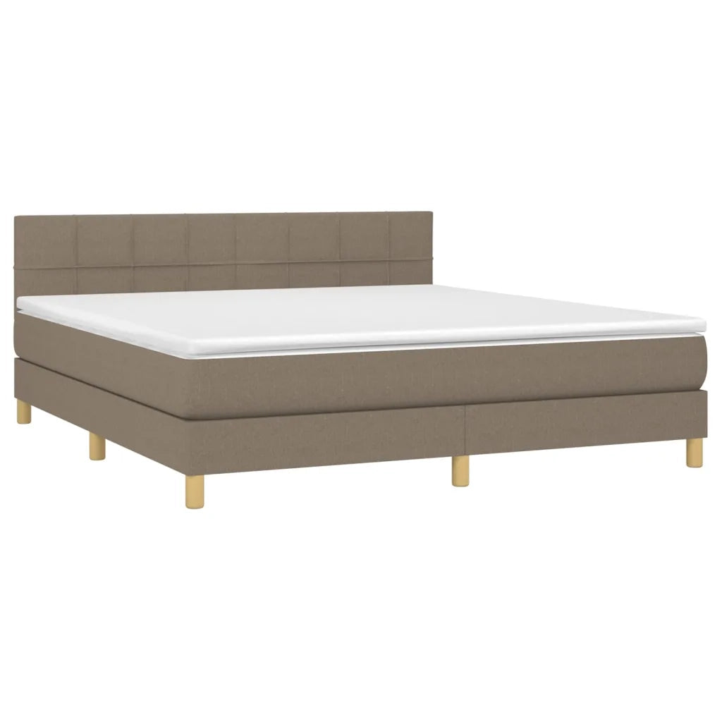 Letto a Molle con Materasso e LED Tortora 180x200 cm in Tessuto
