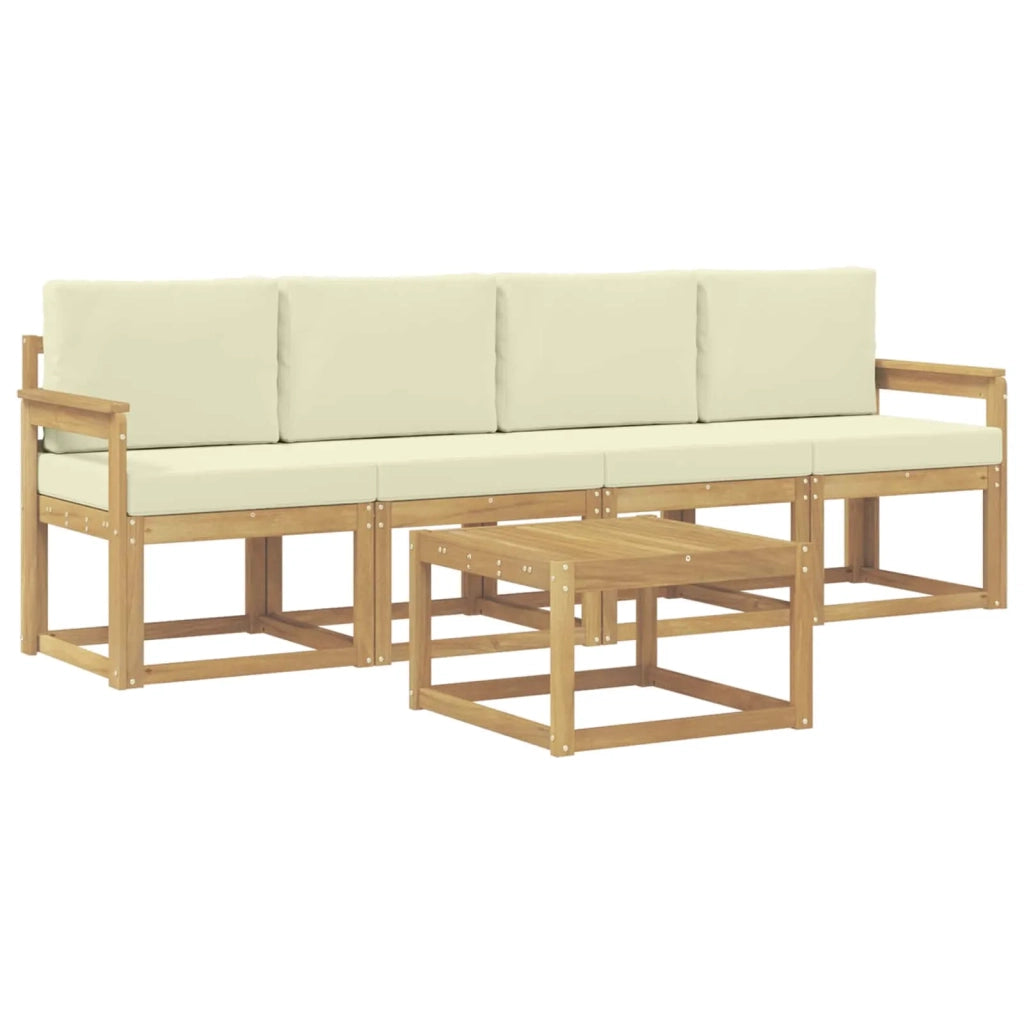 Set di divani da esterno 5 pz Bianco e Crema 3387199