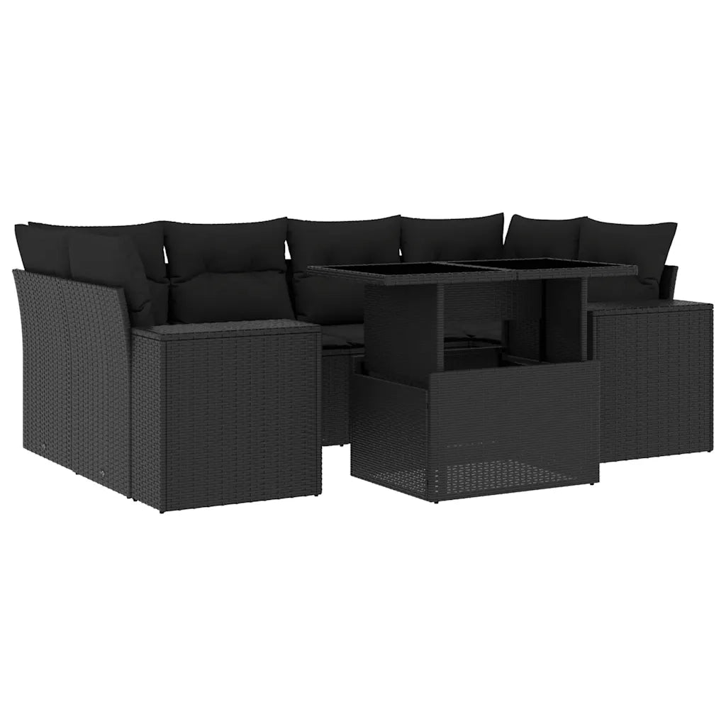 Set Divani da Giardino con Cuscini 7pz Nero Polyrattan 3269015