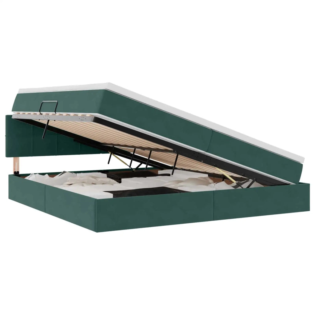 Letto con Contenitore Verde Scuro 200 x 200 cm Velluto 3370782