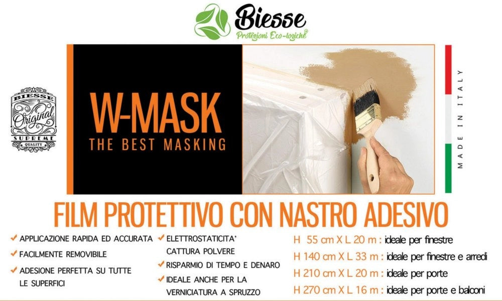 1pz w-mask film protettivo + nastro adesivo cm 210 x 20mt cod:ferx.97383
