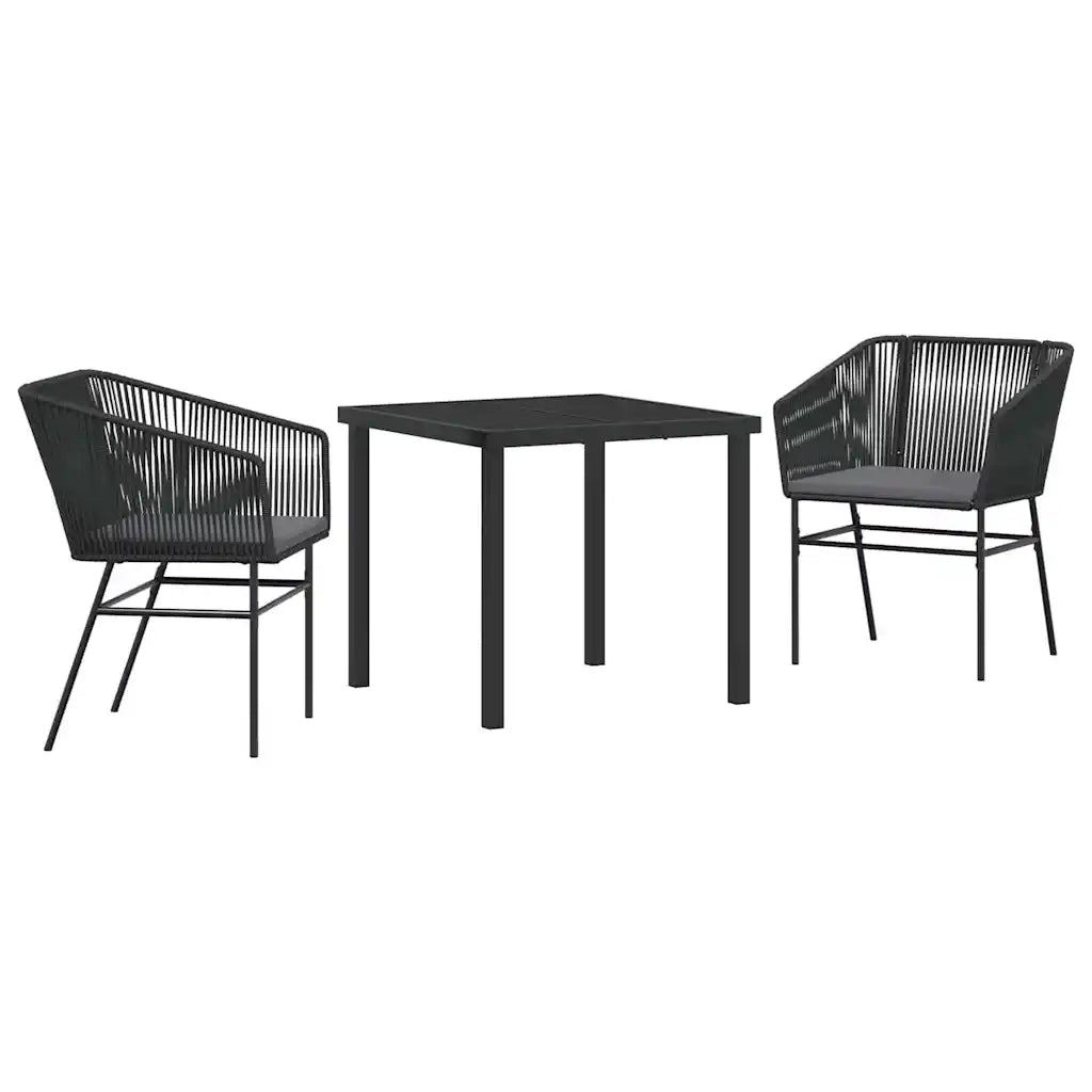 Set da Pranzo per Giardino con cuscino 3 pcs Nero