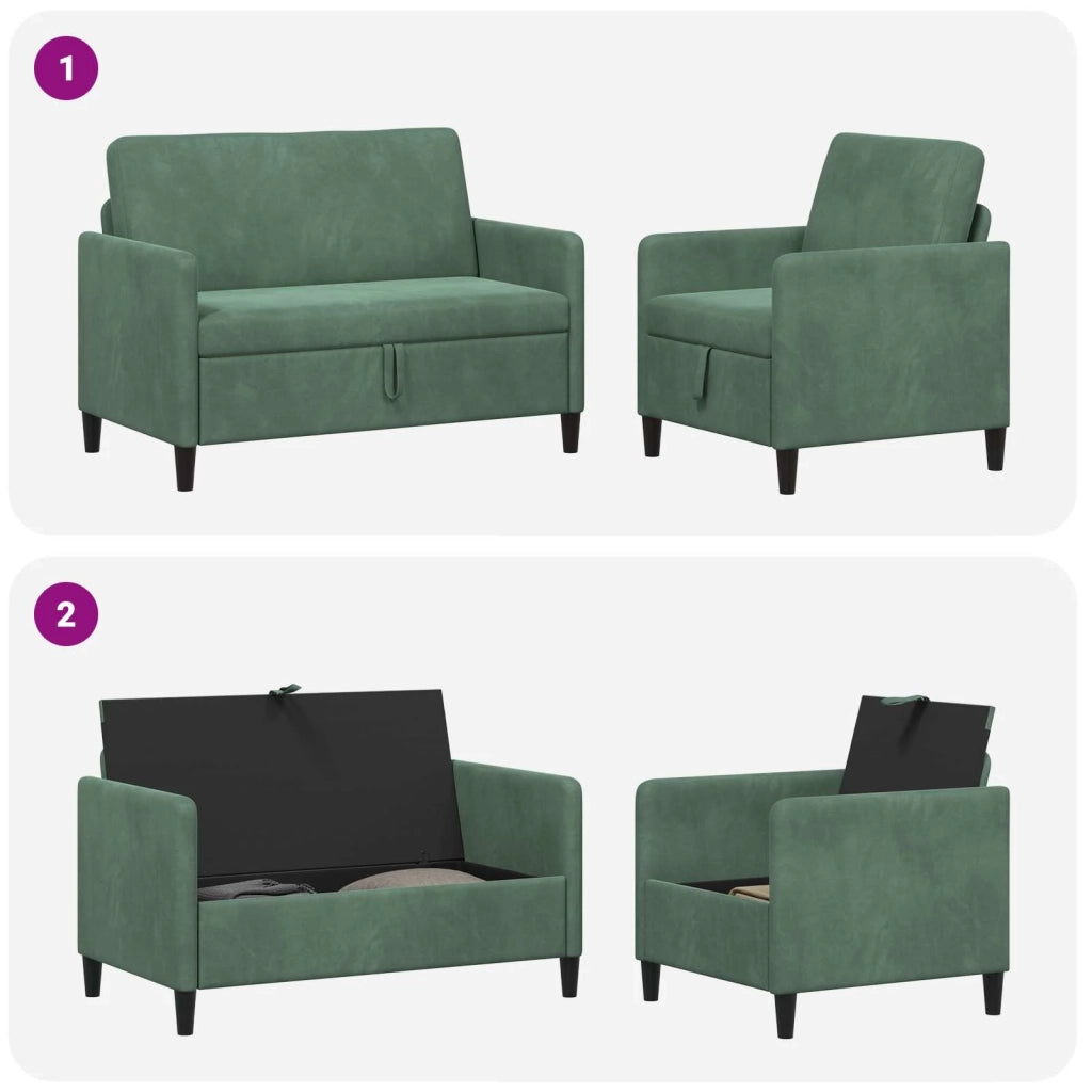 Set di Divani con Storage 2 pz Verde Mare Poliestere 3429173