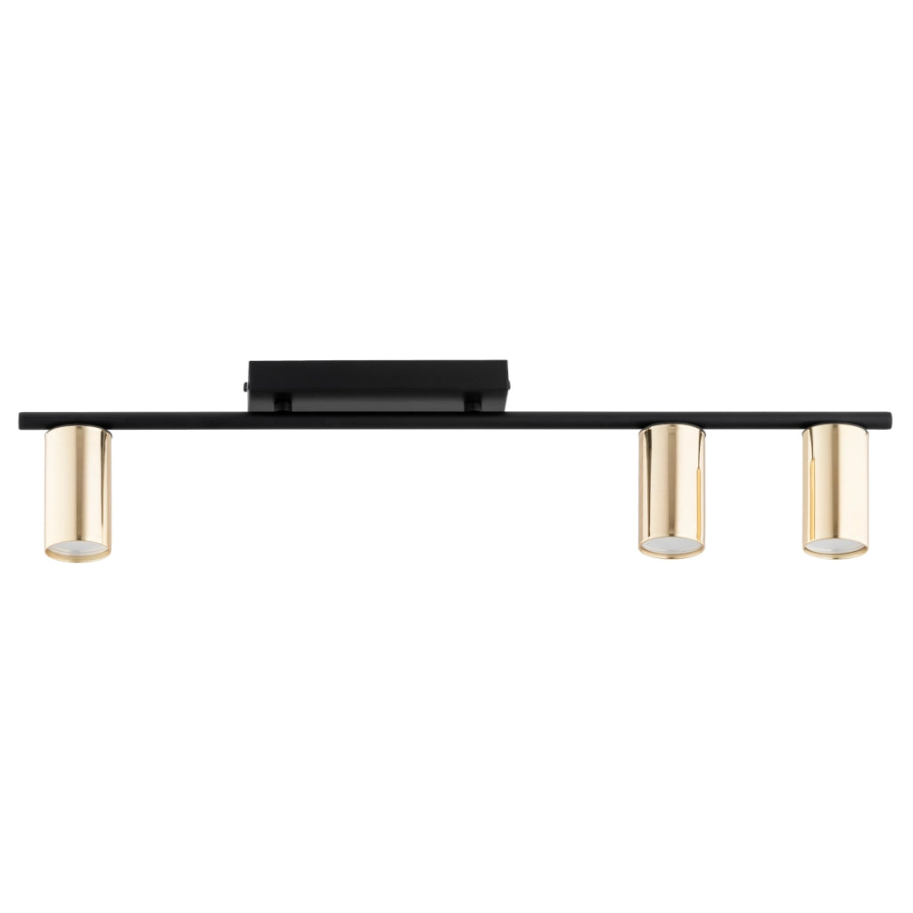 Plafoniera a barra nera 68cm 3 spot oro GU10 Alfa