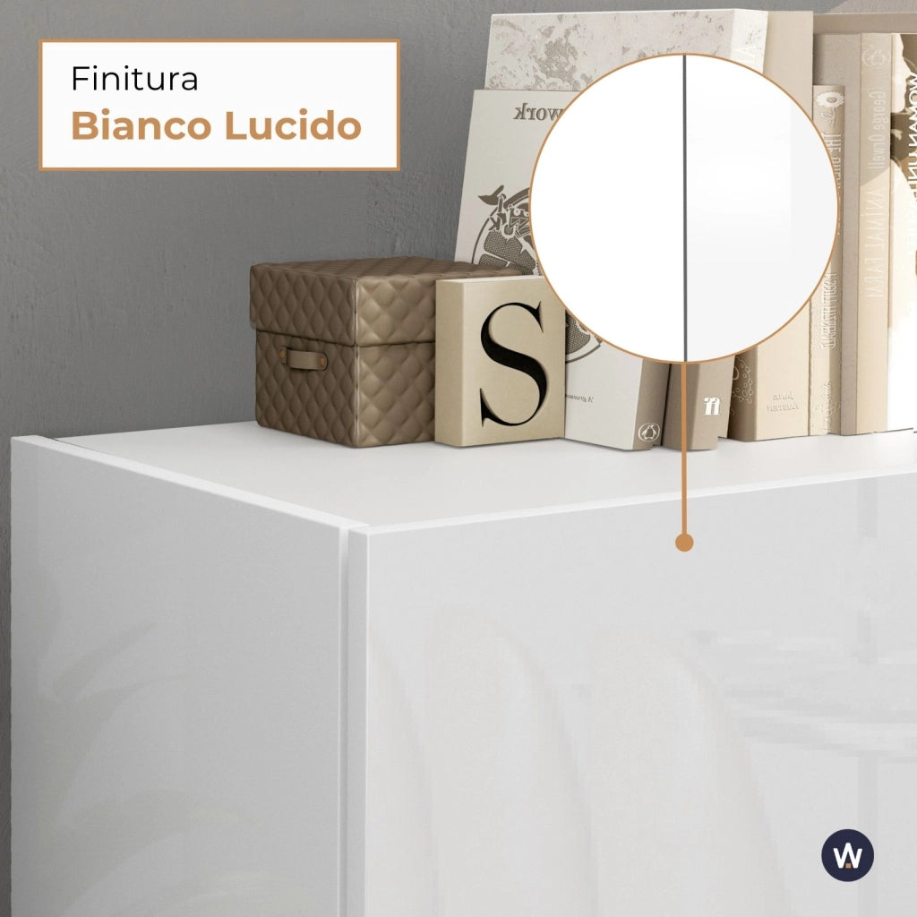 WHOUS Madia Vela con 4 ante colore bianco lucido 160x35x75,4 cm