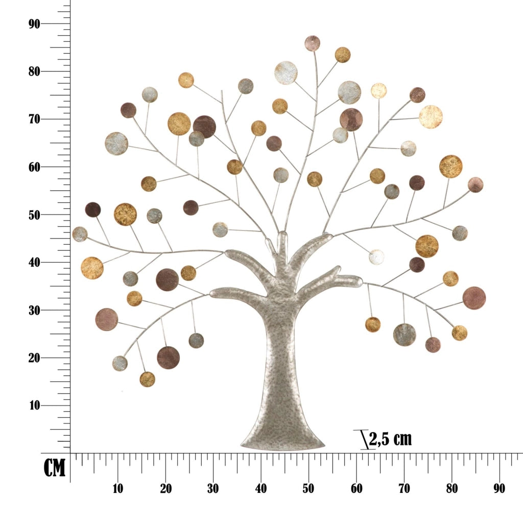 Pannello da Muro Tree 88x2,5x88 cm in Ferro