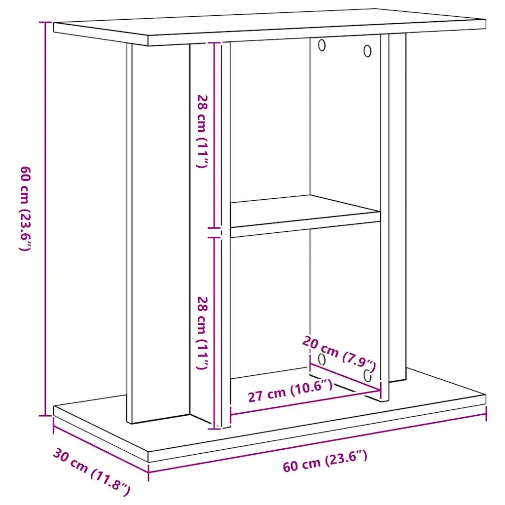 Supporto per acquario in rovere nero 60x30x60 cm in legno ingegnerizzato 862148
