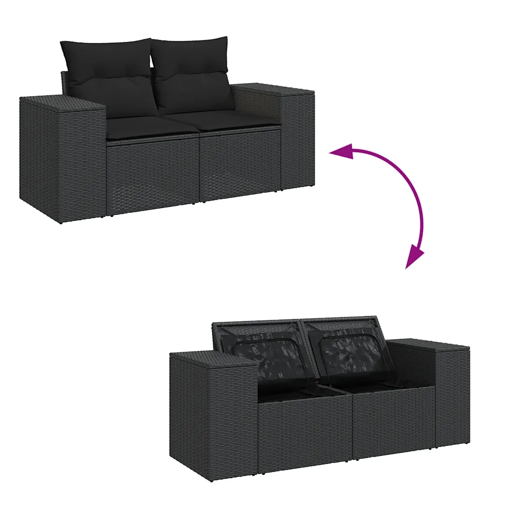 Set Divani da Giardino con Cuscini 7pz Nero Polyrattan 3326736