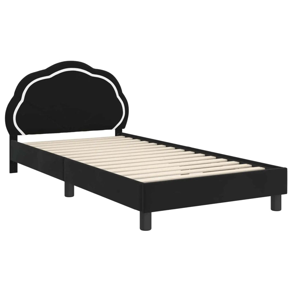Struttura letto bambini con testata-Giroletto per bambini Nero 90 x 190 cm Velluto 381383