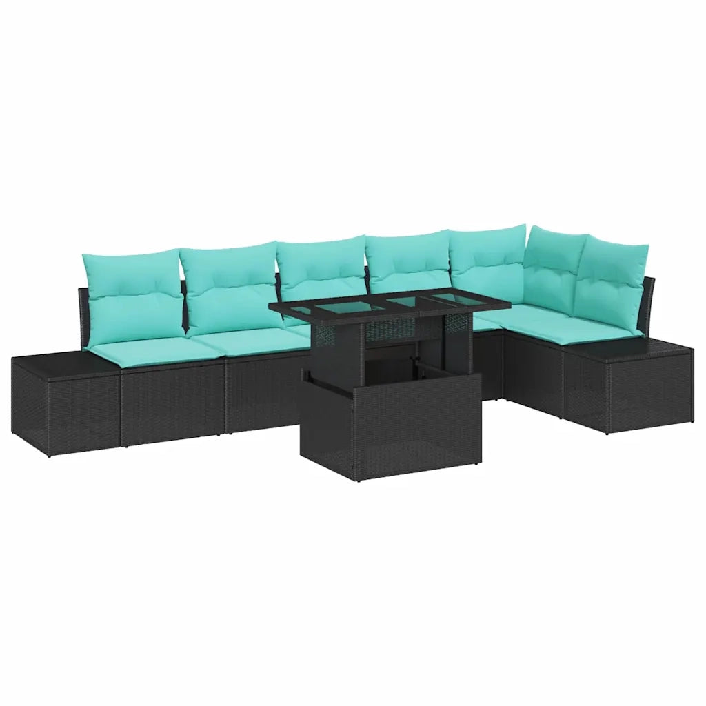 Set Divano da Giardino 7 pz Nero polyrattan 3357939