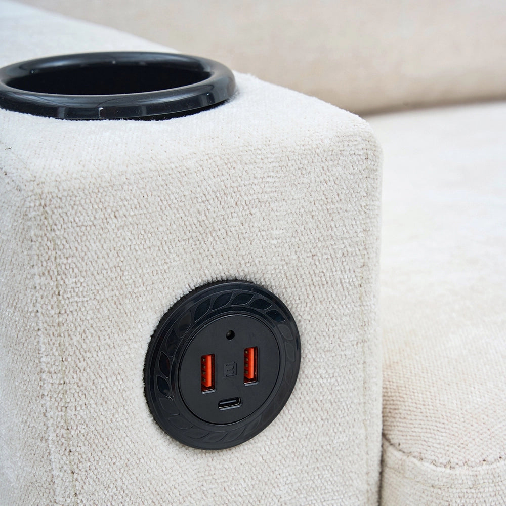 Divano angolare - Xylo - USB Type-C 3 posti lino beige