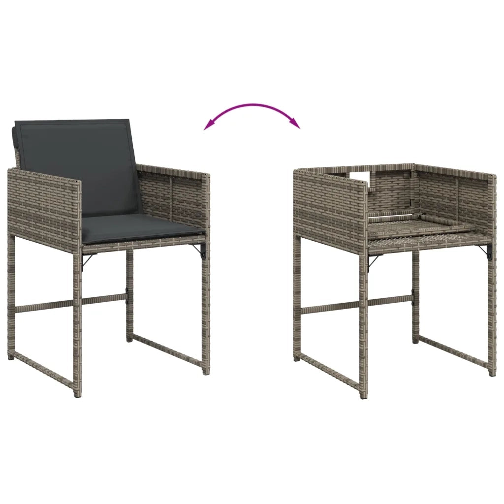 Set da Pranzo da Giardino 11pz con Cuscini in Polyrattan Grigio 3278065