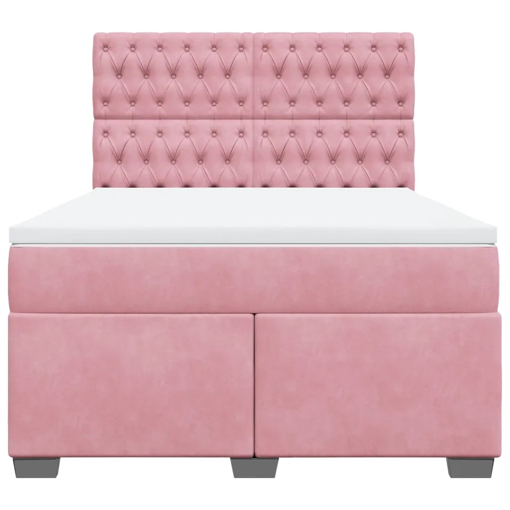 Giroletto a Molle con Materasso Rosa 140x200 cm in Velluto