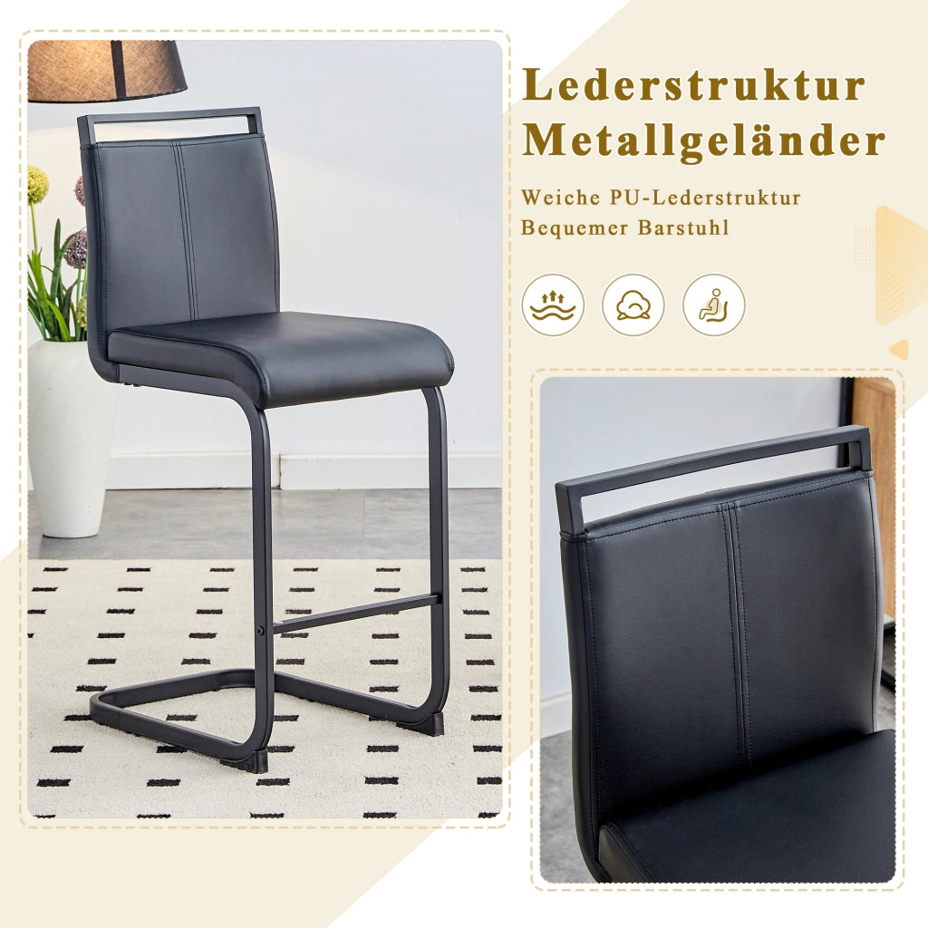 SGABELLO ALTO Set da 2 pezzi 96,5 cm Nero PU e metallo