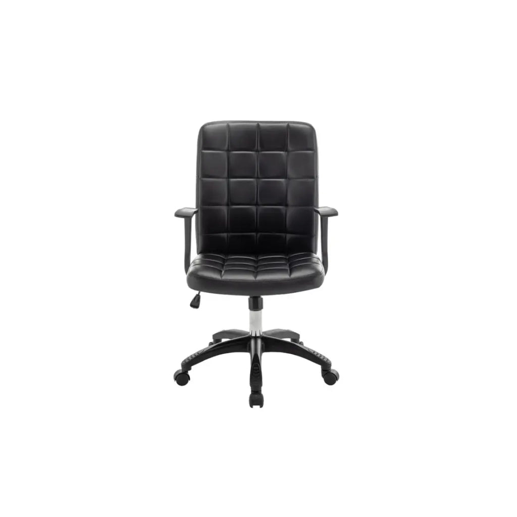 Sedia da ufficio KARDEN - Tessuto nero - Braccioli - Girevole - Piedi in metallo - Stile ergonomico e contemporaneo