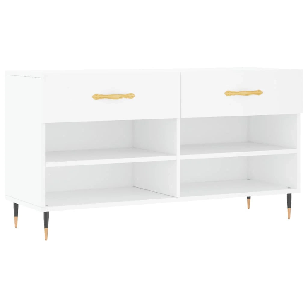 Panca portascarpe/stivali cassettiera scaffale mobiletto portaoggetti per ingresso 102 x 35 x 55 cm legno ingegnerizzato bianco 02_0022879