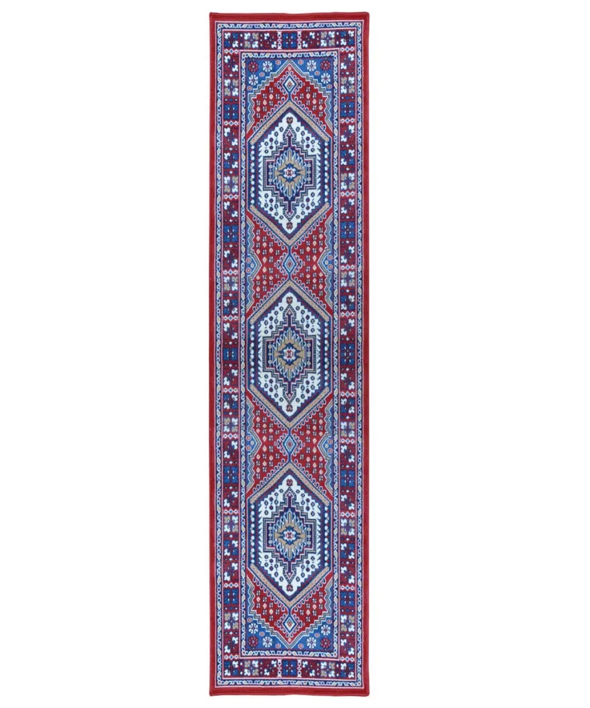 Tappeto passatoia ROYAL SHIRAZ 2065 ROSSO cm.100x500 motivo moderno geometrico arredo casa corsia arredo casa
