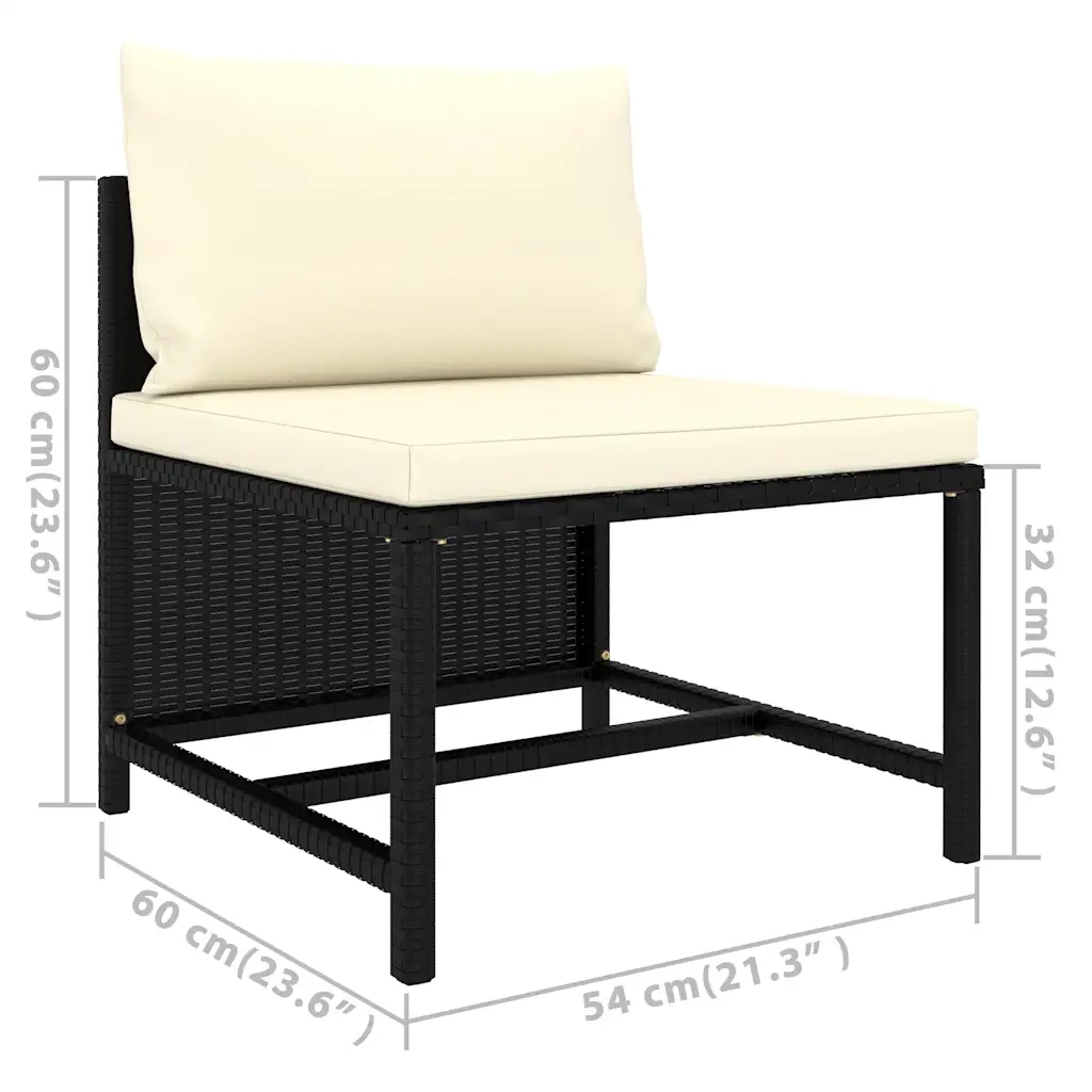 Set Divani da Giardino 7 pz | Set Salotto da Giardino con Cuscini in Polyrattan Nero