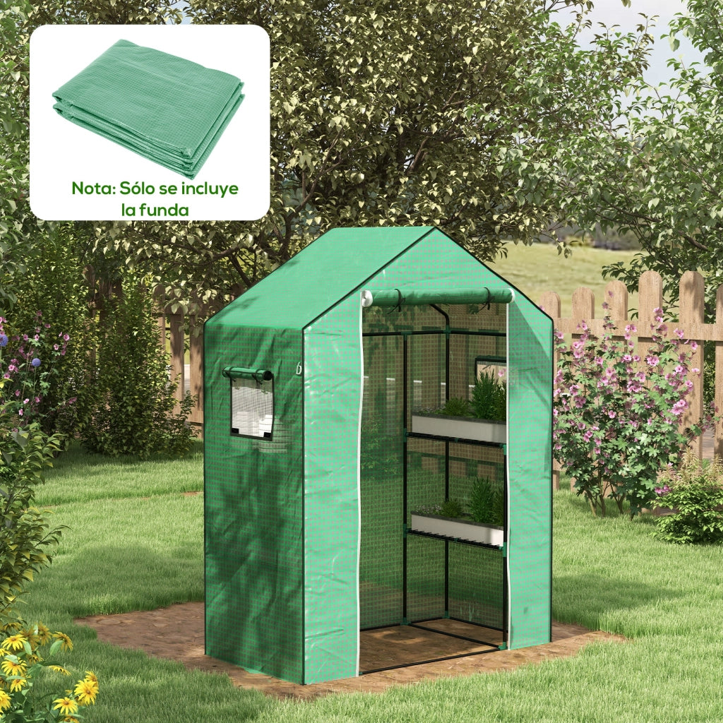 Serra da Giardino ¨C Minimal ¨C Verde 140x73x190 cm con Finestra e Porta a Zip Anti-UV