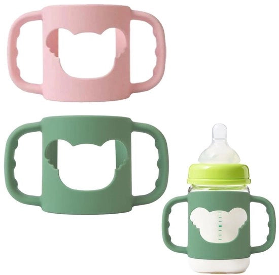 Flessengreep in Silicone 2 pezzi - Flessen Supporto per Bambino - Adatto per Flessi > 5,5 cm - Antiscivolo - Leggero - Supporto per Flessi