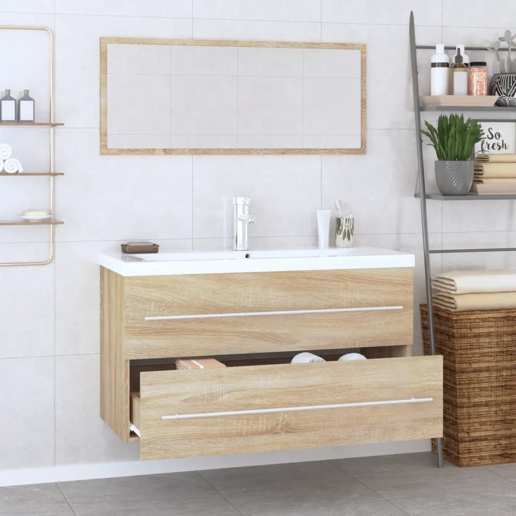 Set Mobili da Bagno 3 pz Rovere Sonoma 3152850