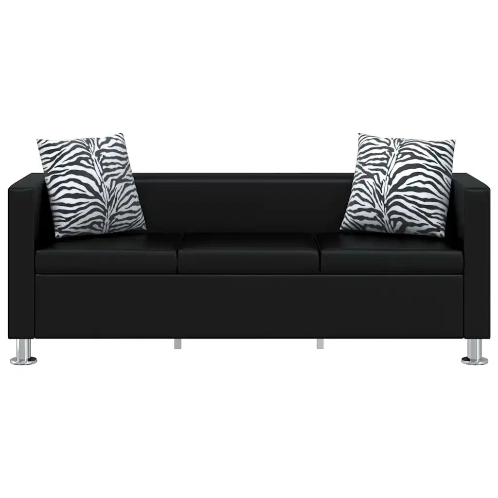 Set Divani a 3 e a 2 Posti in Similpelle Nero 272178